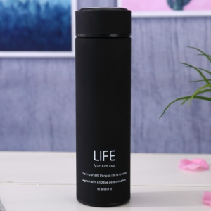 Homium Life черный термос вакуумный, термокружка с сеточкой 450 мл с логотипом Life - OppTop