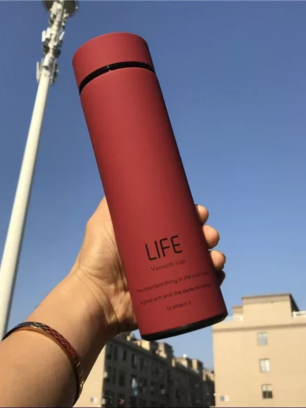 Homium Life красный термос вакуумный, термокружка с сеточкой 450 мл - OppTop